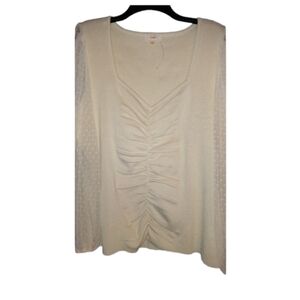 Peach long sleeve polka dot shirt